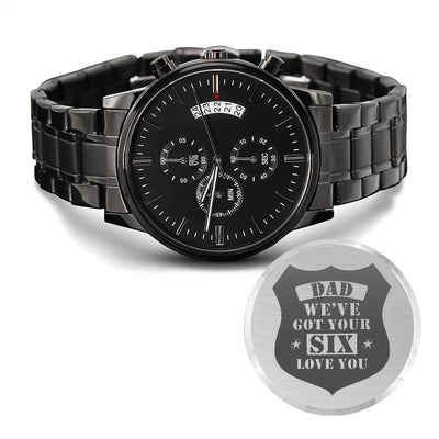 Engraved Watch We've Got Your Six (Charcoal Black) – Men's Watch ShineOn Fulfillment