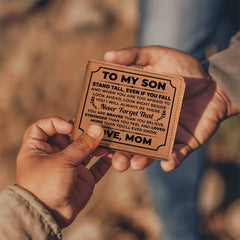 To My Son Stand Tall (Black) – Leather Wallet ShineOn Fulfillment