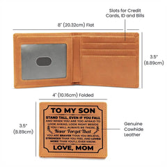 To My Son Stand Tall (Black) – Leather Wallet ShineOn Fulfillment