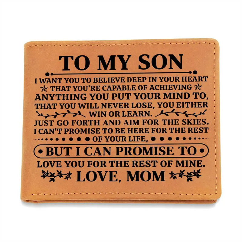 To My Son Promise (Black) – Leather Wallet ShineOn Fulfillment