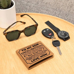 To My Son Stand Tall (Black) – Leather Wallet ShineOn Fulfillment