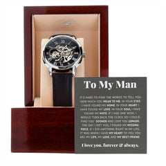 To My Man Life, Love, Best Friend – Luxury Openwork Watch ShineOn Fulfillment