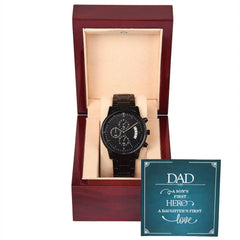 A Son's First Hero - Black Chronograph Watch ShineOn Fulfillment