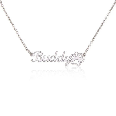 Classic Paw Print Name Necklace ShineOn Fulfillment