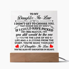 To My Daughter-in-Law Honor – Acrylic Square ShineOn Fulfillment