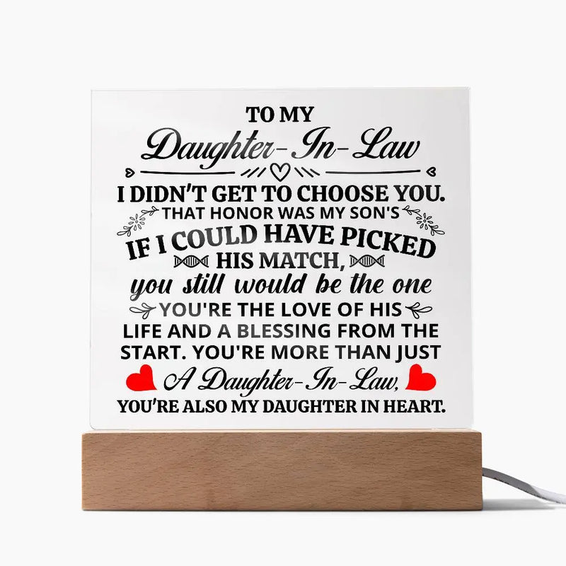 To My Daughter-in-Law Honor – Acrylic Square ShineOn Fulfillment