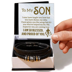 To My Son - Mens Leather Bracelet ShineOn Fulfillment