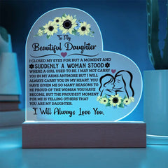 To My Daughter Proud – Acrylic Heart Plaque ShineOn Fulfillment