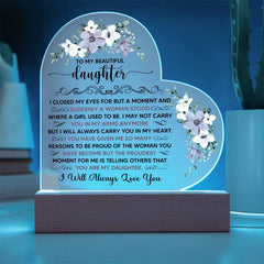 To My Beautiful Daughter – Acrylic Heart Plaque ShineOn Fulfillment