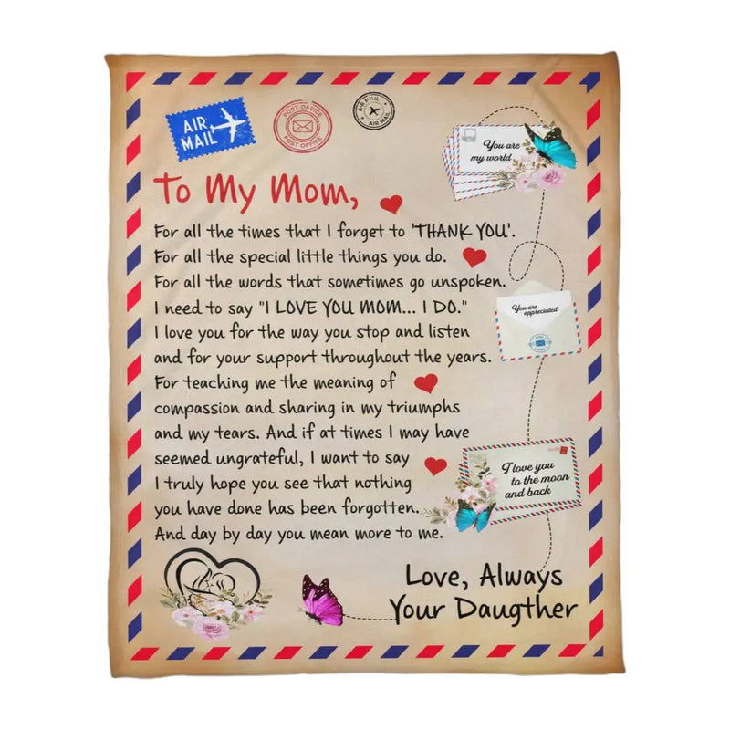 To My Mom Thank You – Coral Fleece Blanket ShineOn Fulfillment