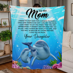 To Mom I Know It's Not Easy – Jersey Fleece Blanket ShineOn Fulfillment