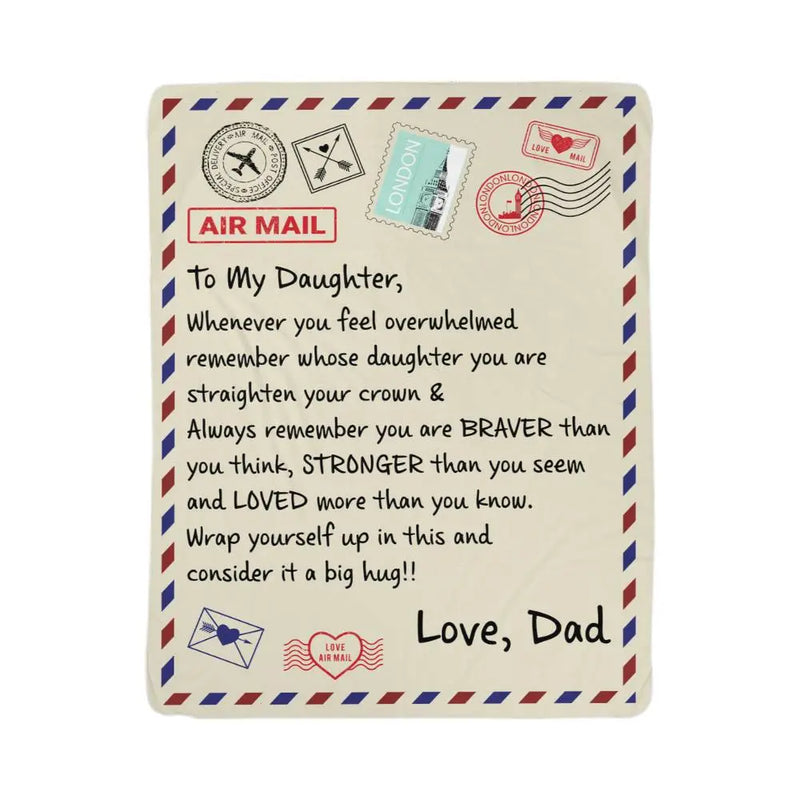 To My Daughter Braver (From Dad) – Sherpa Fleece Blanket ShineOn Fulfillment