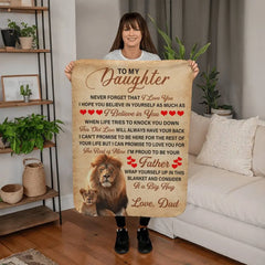 To My Daughter This Old Lion – Sherpa Fleece Blanket ShineOn Fulfillment