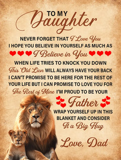 To My Daughter This Old Lion – Sherpa Fleece Blanket ShineOn Fulfillment