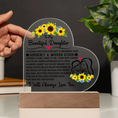 To My Daughter Proud – Acrylic Heart Plaque ShineOn Fulfillment