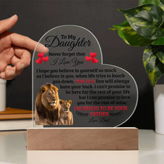 To My Daughter Old Lion – Acrylic Heart Plaque ShineOn Fulfillment