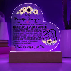 To My Daughter Proud – Acrylic Heart Plaque ShineOn Fulfillment