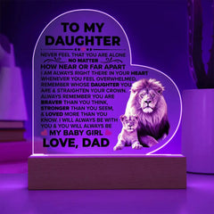 To My Daughter Braver – Acrylic Heart Plaque ShineOn Fulfillment