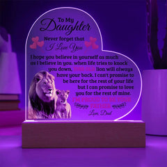 To My Daughter Old Lion – Acrylic Heart Plaque ShineOn Fulfillment