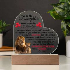 To My Daughter Old Lion – Acrylic Heart Plaque ShineOn Fulfillment