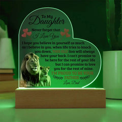 To My Daughter Old Lion – Acrylic Heart Plaque ShineOn Fulfillment