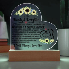 To My Daughter Proud – Acrylic Heart Plaque ShineOn Fulfillment