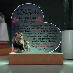 To My Daughter Old Lion – Acrylic Heart Plaque ShineOn Fulfillment