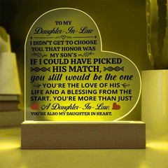 To My Daughter-in-Law Honor – Acrylic Heart Plaque ShineOn Fulfillment