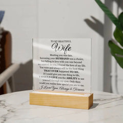 To My Beautiful Wife (Printed) – Acrylic Square ShineOn Fulfillment