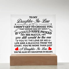 To My Daughter-in-Law Honor – Acrylic Square ShineOn Fulfillment