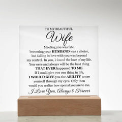 To My Beautiful Wife (Printed) – Acrylic Square ShineOn Fulfillment