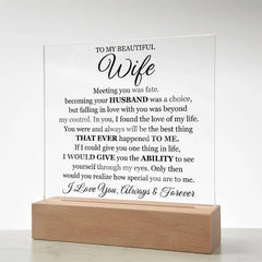 To My Beautiful Wife (Printed) – Acrylic Square ShineOn Fulfillment