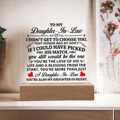 To My Daughter-in-Law Honor – Acrylic Square ShineOn Fulfillment
