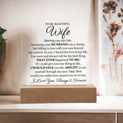 To My Beautiful Wife (Printed) – Acrylic Square ShineOn Fulfillment
