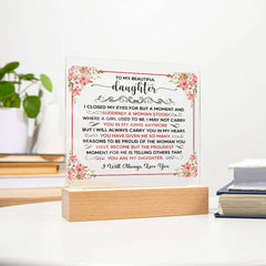 To My Beautiful Daughter – Acrylic Square ShineOn Fulfillment