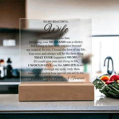 To My Beautiful Wife (Printed) – Acrylic Square ShineOn Fulfillment