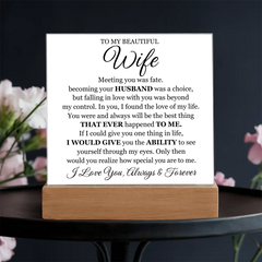 To My Beautiful Wife (Printed) – Acrylic Square ShineOn Fulfillment